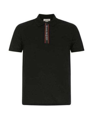 Logo Tape Polo Shirt Black - ALEXANDER MCQUEEN - BALAAN 1