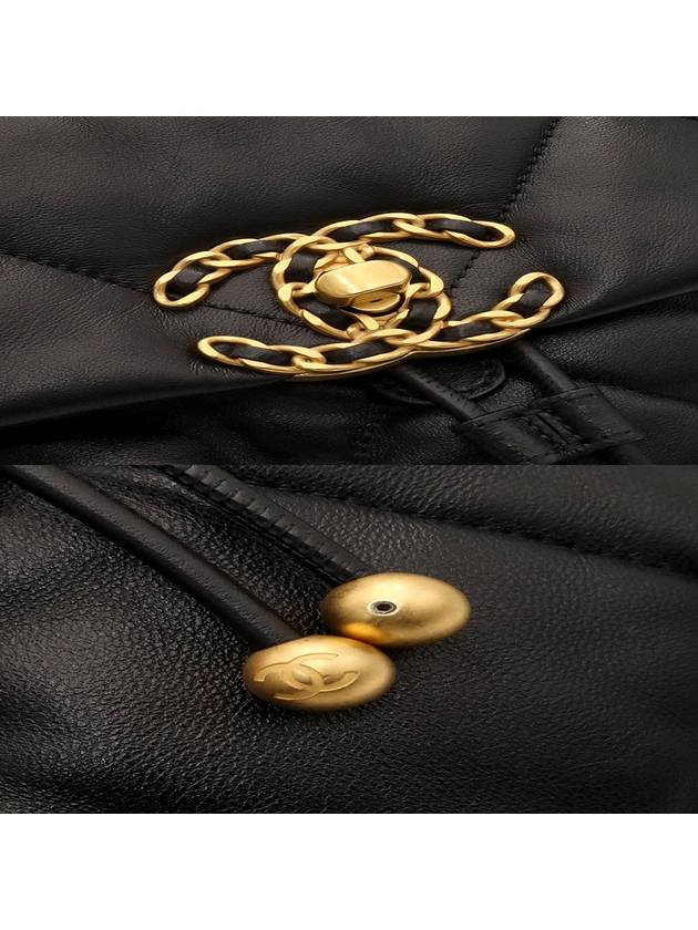 Black lambskin 19 chain backpack - CHANEL - BALAAN 10