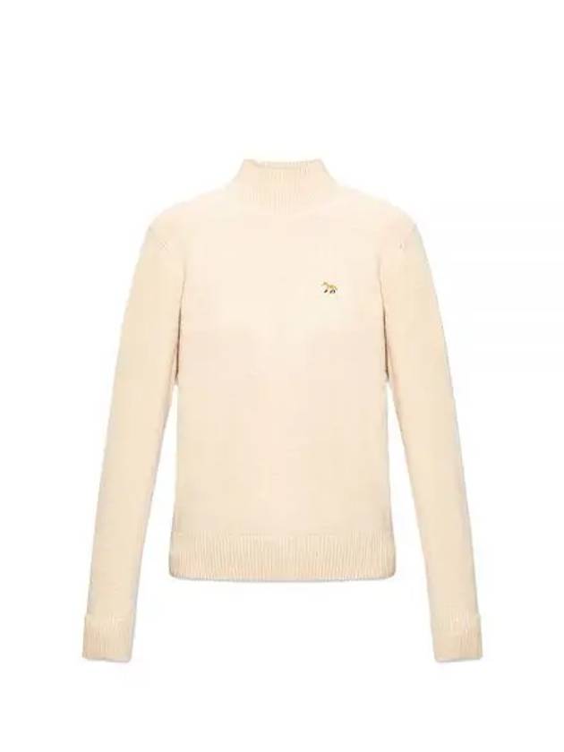 Women Baby Fox Patch Boxy Turtleneck Knit Beige HW00504KT1006 - MAISON KITSUNE - BALAAN 1