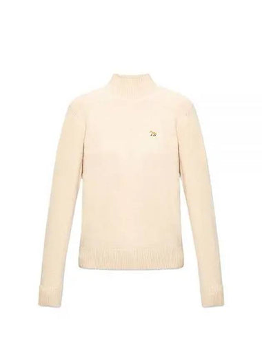 Women Baby Fox Patch Boxy Turtleneck Knit Beige HW00504KT1006 - MAISON KITSUNE - BALAAN 1