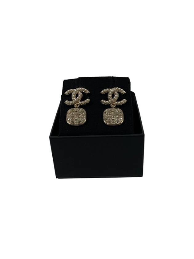 Earrings CC Logo Gold Crystal Drop Square Earrings AB6560 - CHANEL - BALAAN 6