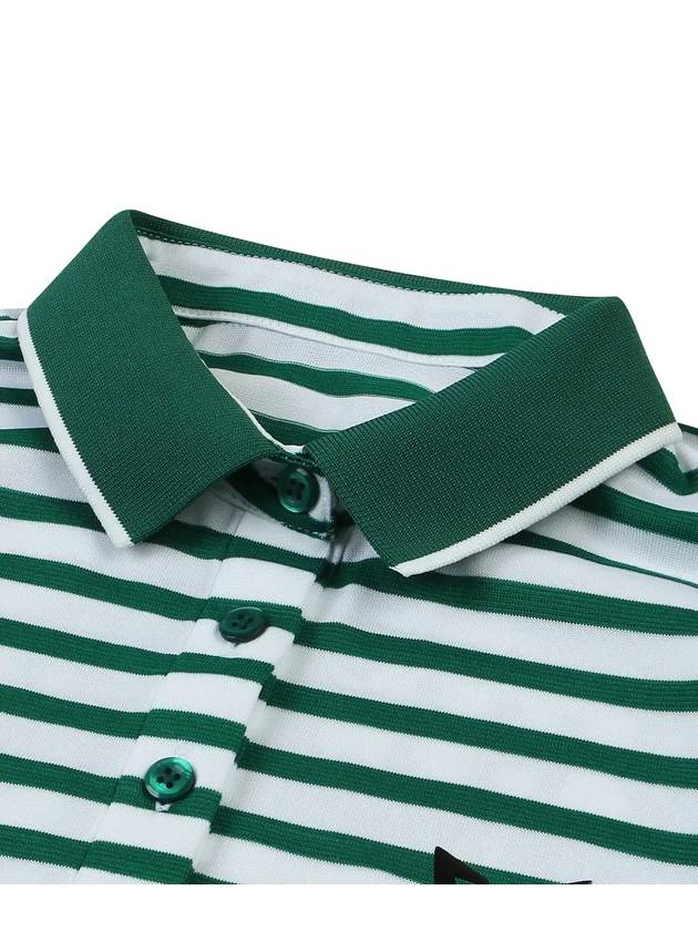 Poly Rayon Stripe Yoko Golf T-Shirt GREEN - WHITEBALL - BALAAN 4