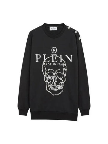 Week 20% Coupon 10% Women's Crystal Skull Crew Neck Sweatshirt Black - PHILIPP PLEIN - BALAAN 1