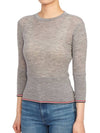 Women's Wool Rib 3/4 Sleeve Crew Neck Pullover Knit Top Light Gray - THOM BROWNE - BALAAN 3