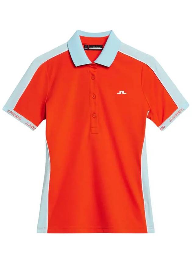 Demi Short Sleeve Polo Shirt Tangerine Tango - J.LINDEBERG - BALAAN 2