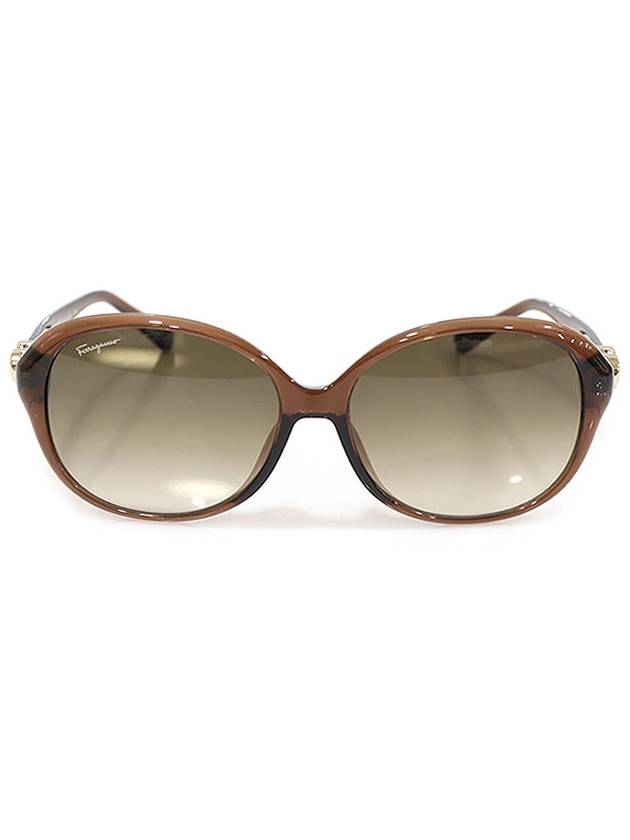 SF1093SLB Brown frame gold plated Gancini sunglasses - SALVATORE FERRAGAMO - BALAAN 3