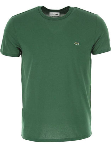 Crew Neck Pima Cotton Jersey Short Sleeve T-Shirt Green - LACOSTE - BALAAN 1