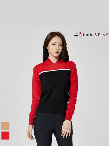 Women s Border Pattern Golf Sweater HA3WSW001 - HOLIC&PLAY - BALAAN 1