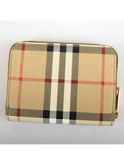 Check Leather Coin Wallet Beige - BURBERRY - BALAAN 2