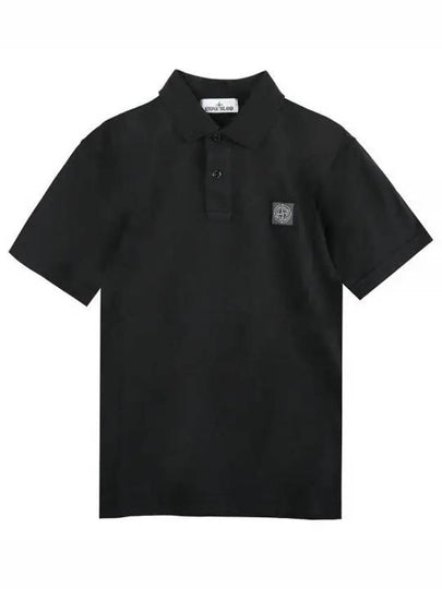 Logo Patch Short Sleeve Cotton Polo Shirt Black - STONE ISLAND - BALAAN 2