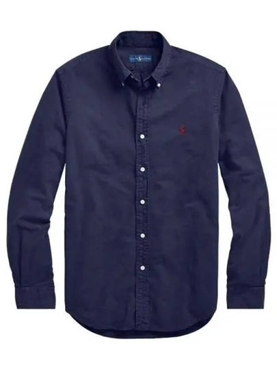 Men's Cotton Classic Fit Oxford Long Sleeve Shirt Navy - POLO RALPH LAUREN - BALAAN 2