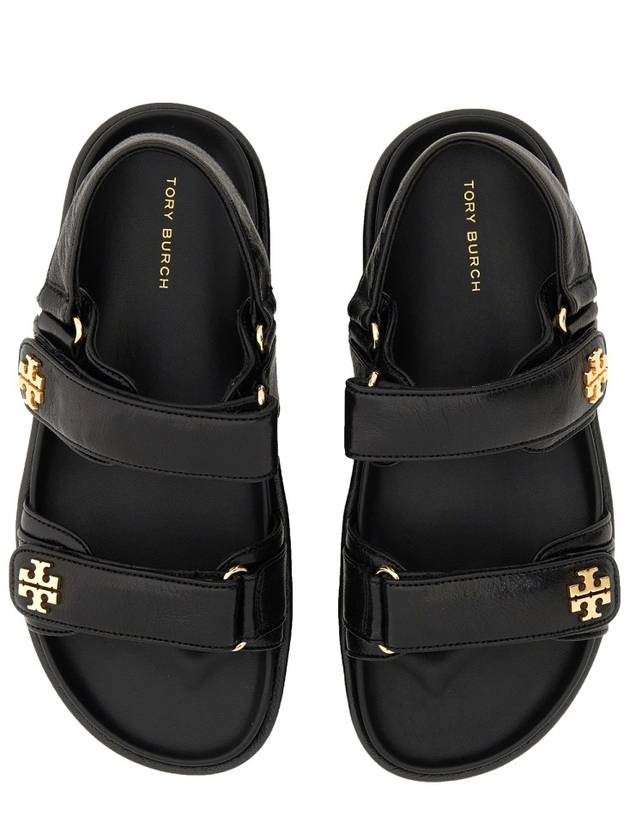 Kira Sports Logo Leather Sandals Black - TORY BURCH - BALAAN 10