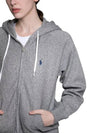 Embroidered Logo Zip Up Hoodie Grey - POLO RALPH LAUREN - BALAAN 5