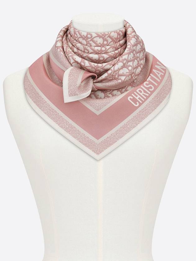 Oblique Twin Square Silk Twill Scarf Rose Grey - DIOR - BALAAN 5