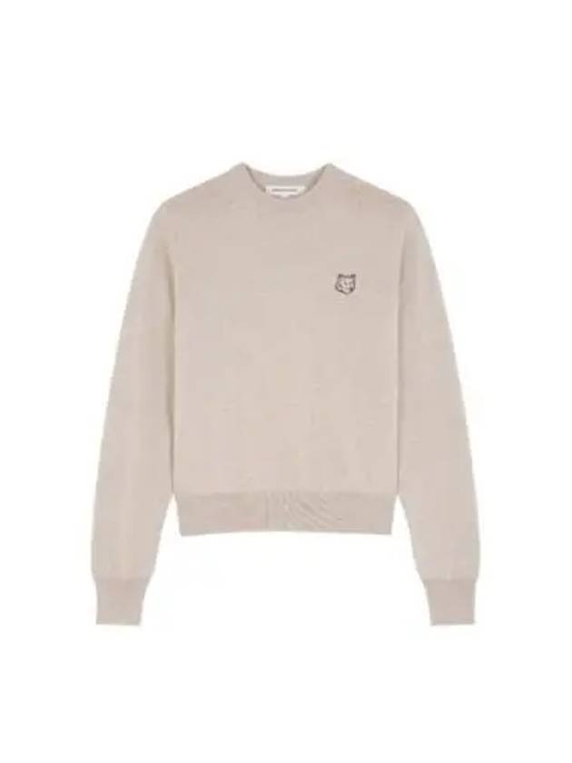 Bold Fox Head Wool Knit Top Light Beige Melange - MAISON KITSUNE - BALAAN 2