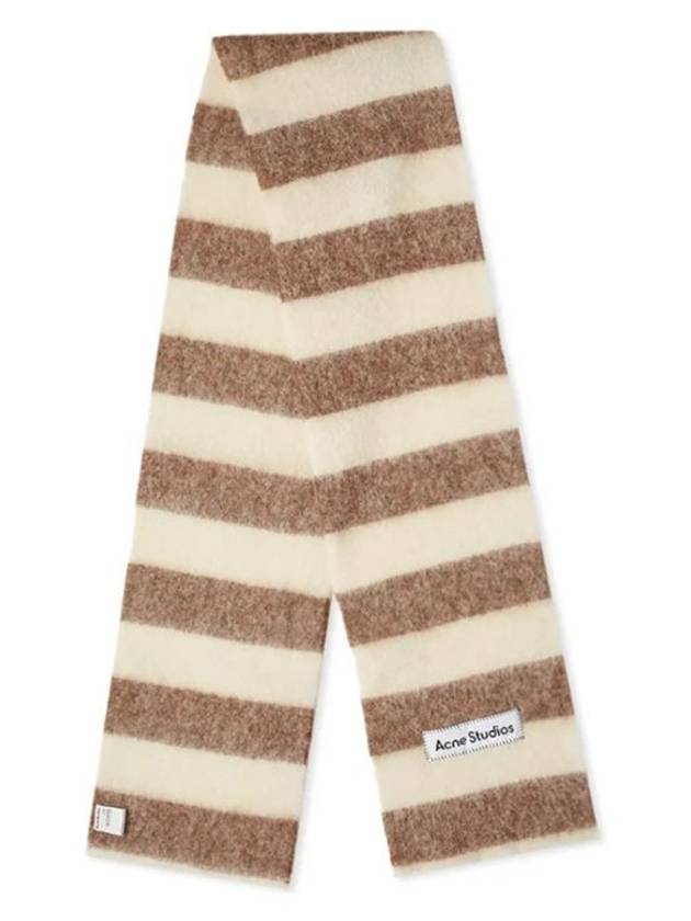 Studios Logo Patch Stripe Wool Blend Muffler Brown White - ACNE STUDIOS - BALAAN 2