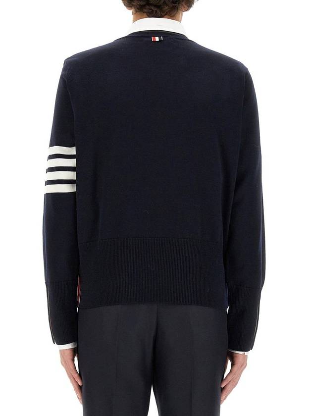 Hector 4-Bar Crewneck Pullover Merino Wool Knit Top Navy - THOM BROWNE - BALAAN 4