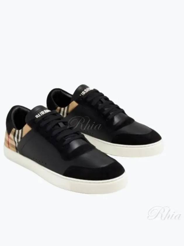 Checked Leather Suede Low Top Sneakers Black - BURBERRY - BALAAN 2