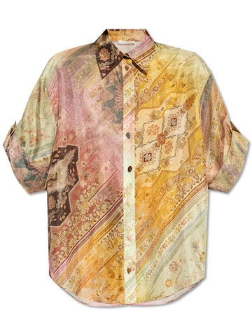 Zimmermann Silk Shirt With Short Sleeves, Women's, Multicolour - ZIMMERMANN - BALAAN 1