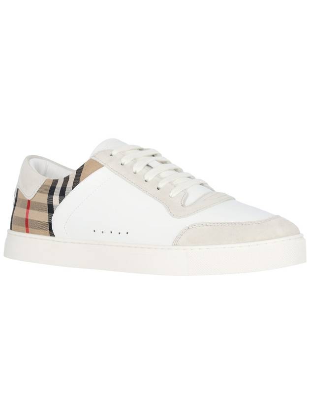 Check Leather Suede Sneakers Natural White Archive Beige - BURBERRY - BALAAN 3