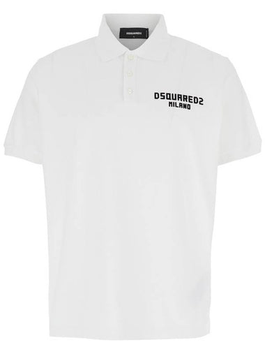 White Polo Shirt With Embroidered Logo On The Front In Cotton Man - DSQUARED2 - BALAAN 1