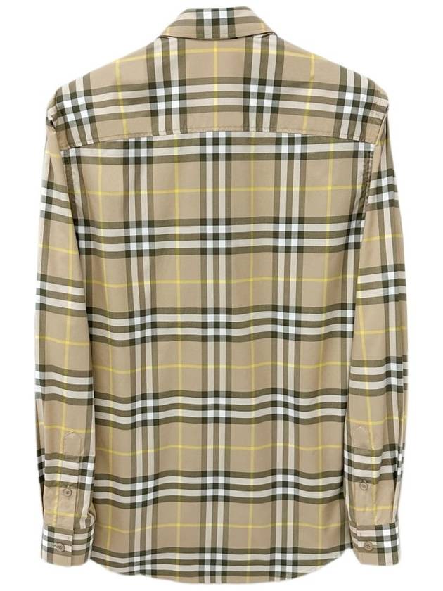 Men's Check Pattern Long Sleeve Shirt Beige - BURBERRY - BALAAN 3