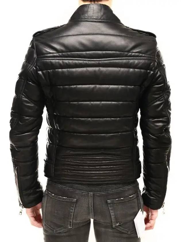 Leather Biker Rider Padding Jacket Black SH18257 - BALMAIN - BALAAN 4