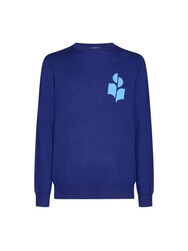 Evans Logo Crew Neck Knit Top Blue - ISABEL MARANT - BALAAN 1