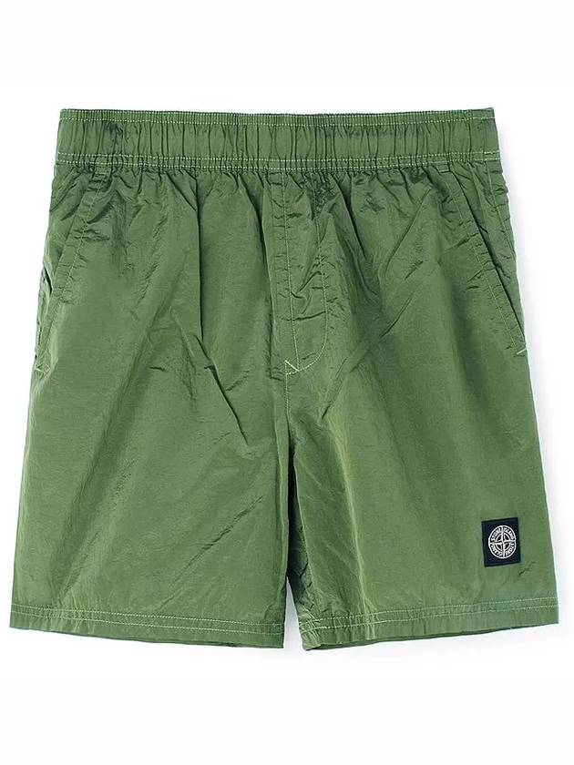 Men's Logo Patch Nylon Swim Shorts Sage Green - STONE ISLAND - BALAAN 2