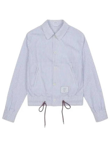 Drawstring striped shirt jacket sky blue jumper - THOM BROWNE - BALAAN 1