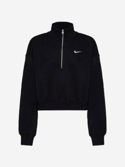 NSW Phoenix Fleece Half Zip Crop Sweatshirt Black - NIKE - BALAAN 2