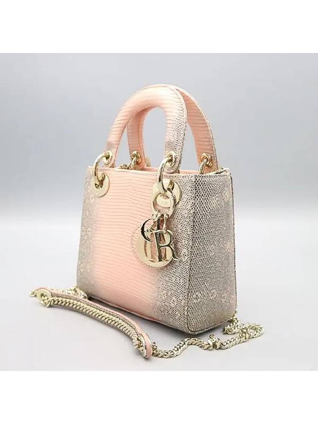 M0505OLDD Lizard leather lady mini tote bag and gold chain shoulder crossbag - DIOR - BALAAN 3