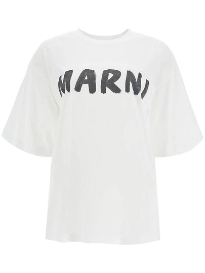 Logo Lettering Boxy Fit Short Sleeve T-Shirt White - MARNI - BALAAN 2