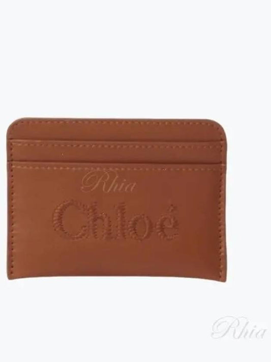 Sense Embroidered Logo Calfskin Card Wallet Brown - CHLOE - BALAAN 2