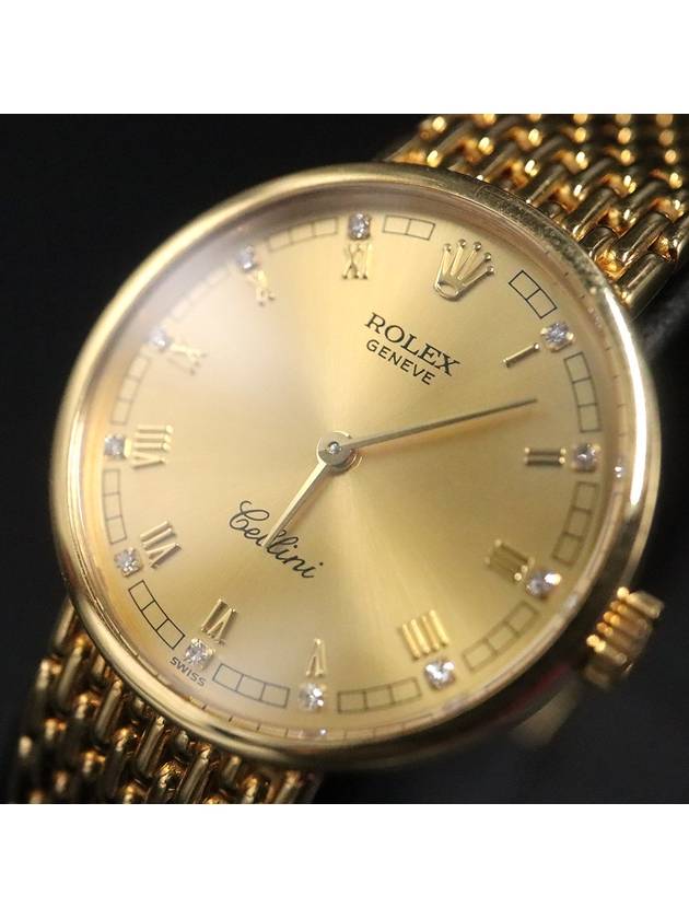 Women s Rolex 5041 26MM 18K Yellow Gold Manual Cellini 11P Diamond Watch gt Gangbuk used luxury goods - ROLEX - BALAAN 4