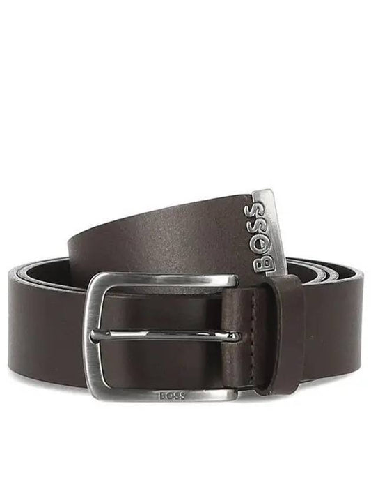 Metal Buckle Leather Belt Dark Brown - HUGO BOSS - BALAAN 2