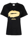 Lips Embroidered Logo Short-Sleeved T-Shirt Black - ISABEL MARANT - BALAAN 1