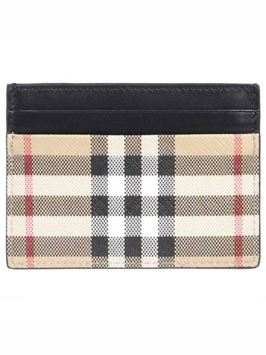 Sandon Check Single Card Wallet Beige - BURBERRY - BALAAN 2