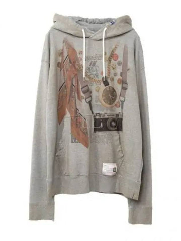 A10HD621 Gray Graphic Print Hoodie - MIHARA YASUHIRO - BALAAN 1