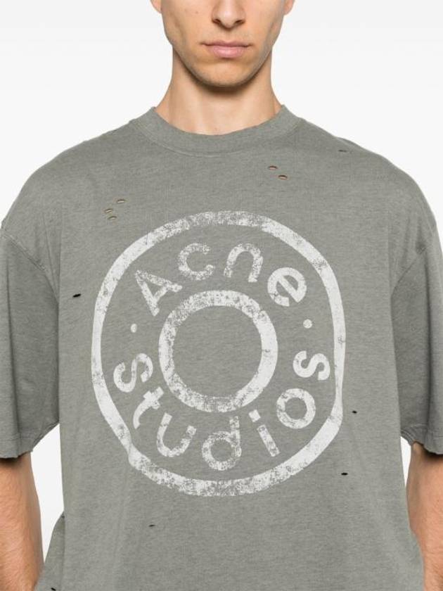 Logo Print Crewneck Short Sleeve T-Shirt Moss Green - ACNE STUDIOS - BALAAN 7