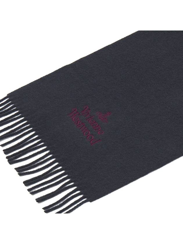 Logo Wool Fringe Muffler Grey - VIVIENNE WESTWOOD - BALAAN 6