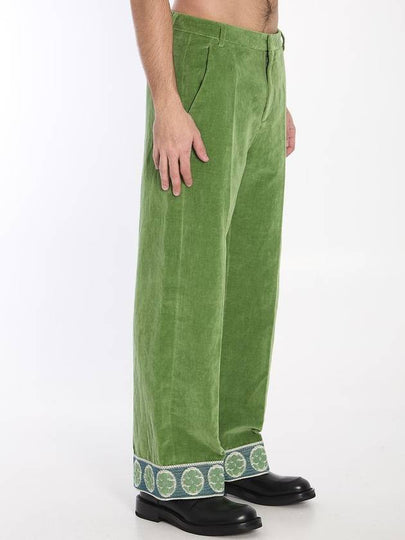 Velvet Trousers With Jacquard Hems - VALENTINO - BALAAN 2