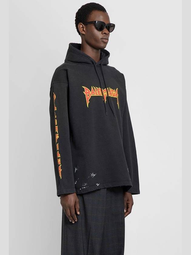 logo printed hoodie black - BALENCIAGA - BALAAN.