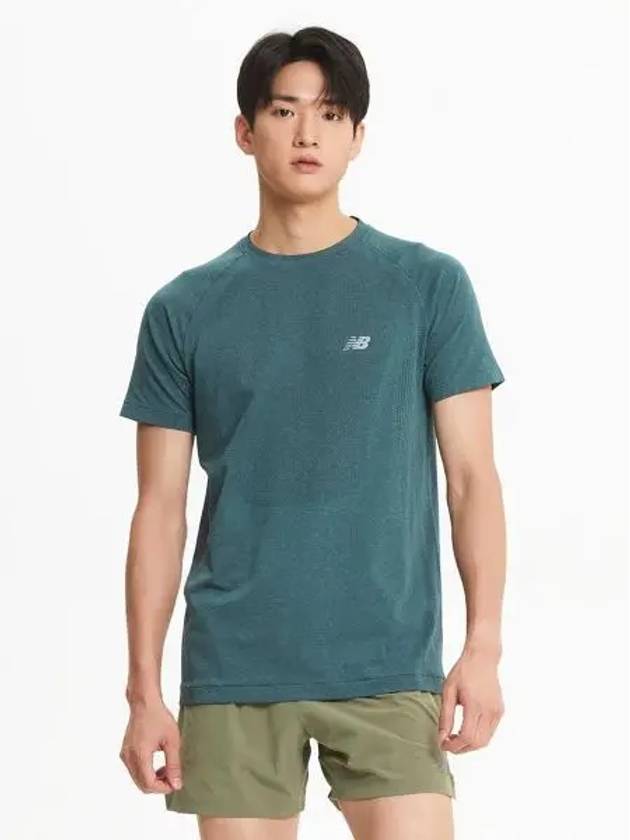 NBNEE4P201 MEN SEAMLESS Performance Short Sleeve T Shirt GREEN - NEW BALANCE - BALAAN 1