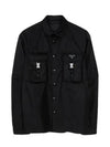 Re-Nylon Triangular Logo Pocket Long Sleeve Shirt Black - PRADA - BALAAN 2