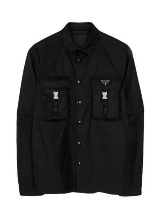 Re-Nylon Triangular Logo Pocket Long Sleeve Shirt Black - PRADA - BALAAN 2