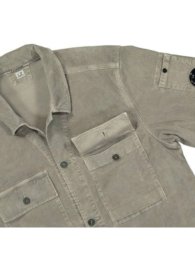 Corduroy Button Utility Shirt Jacket Grey - CP COMPANY - BALAAN 5