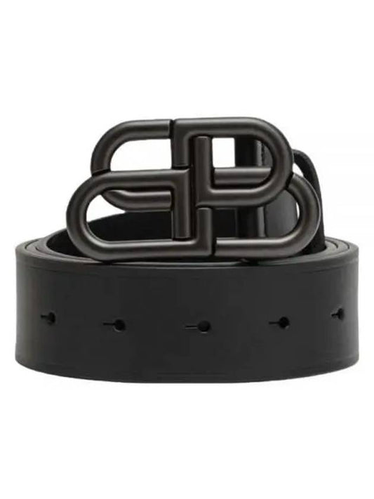 Buckle Logo Leather Belt Black - BALENCIAGA - BALAAN 2