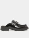 Triangle Logo Leather Bloafers Black - PRADA - BALAAN 3