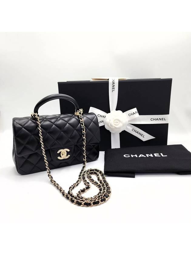 Classic New Mini Top Handle Lambskin Black Gold AS2431 - CHANEL - BALAAN 2